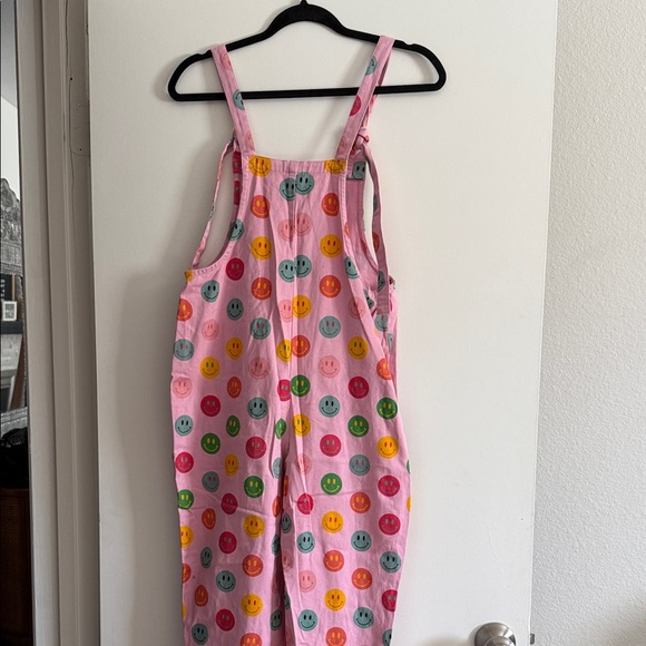 Pink Overalls with Colorful Smiley Faces - Picture 3 of 4